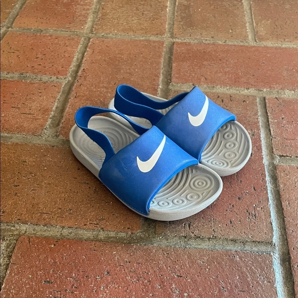 Nike‎ Kids Blue and White Slide Sandals